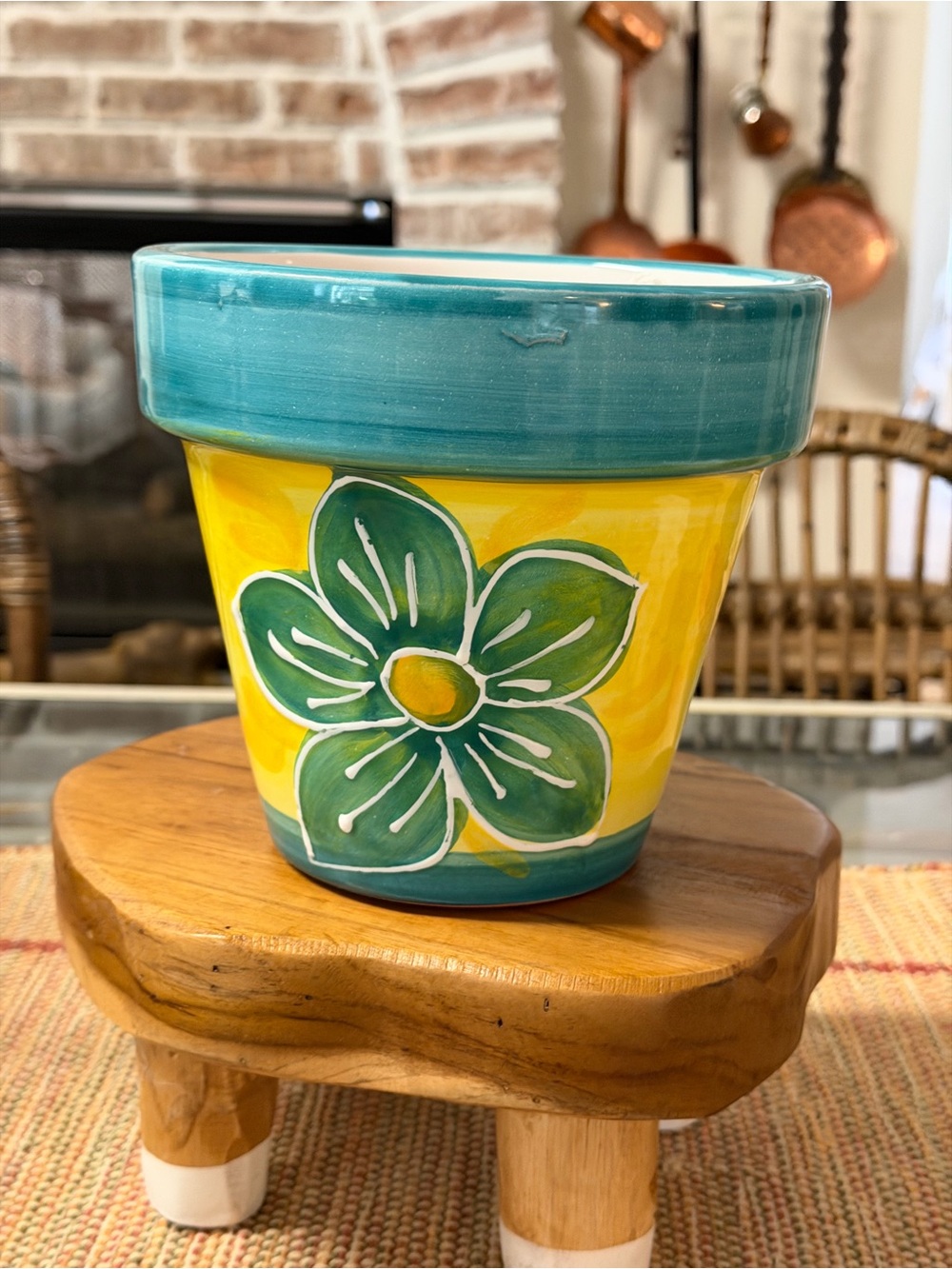 Hand Painted Spanish Terracotta Pot! New with tag.
